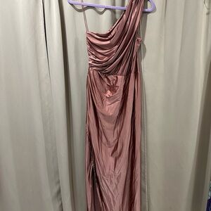 Elegant One-Shoulder Rose Gold Dress